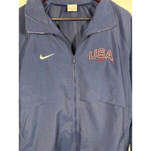 Nike USA Basketball Windbreaker Jacket Mens Large Navy Blue Full Zip Mesh Lined